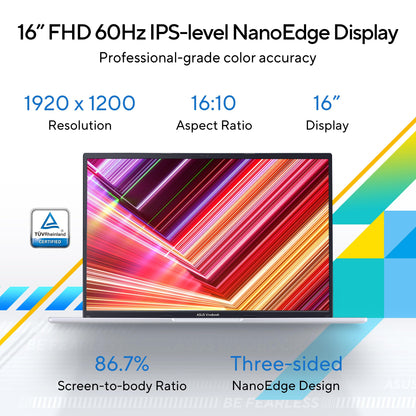 ASUS Vivobook 16, Intel Core i5-13420H Processor,(16GB RAM/512GB SSD/16 FHD+ (1920 x 1200)/Win 11/M365 Basic (1Year)